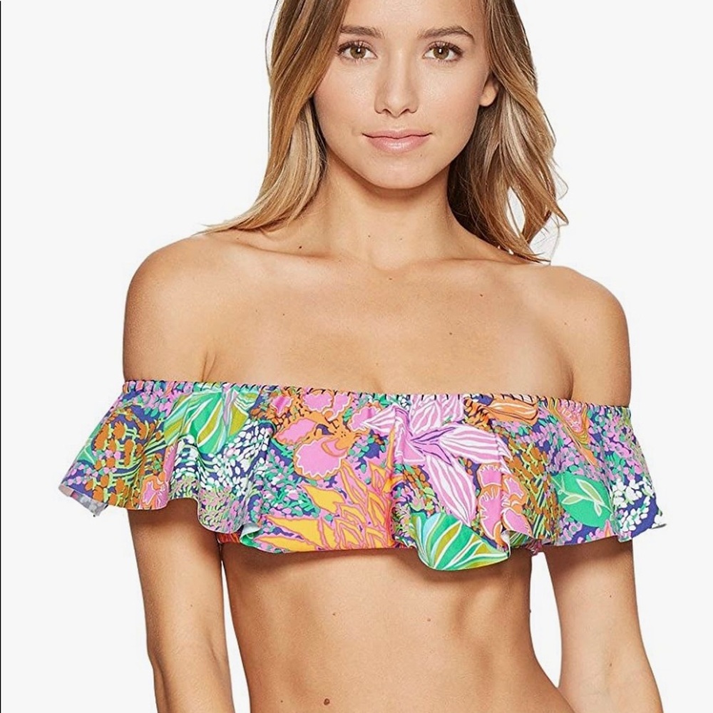 Nwot Trina Turk s‎ Off Shoulder Ruffle Bandeau Top!